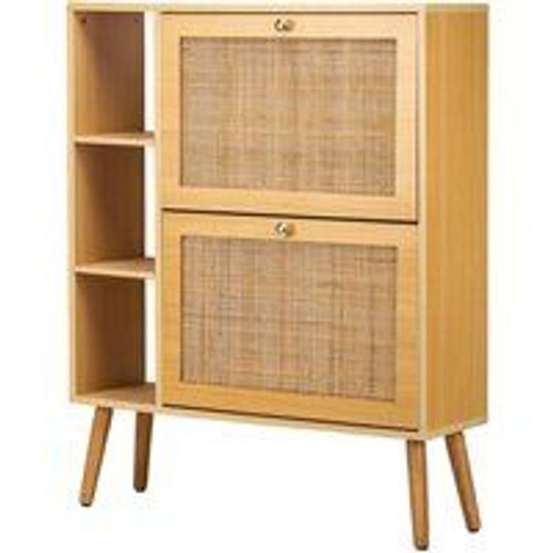 Meuble À Chaussures Marron En Rotin 2 Tiroirs