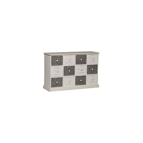 Commode 12 Tiroirs Changmay Bois Gris Et Blanc