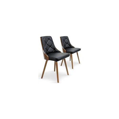 Lot De 2 Chaises Scandinave Noisette Et Noir Hadra