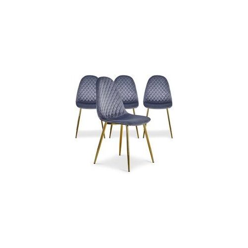 Lot De 4 Chaises Matelassées Norway Velours Argent
