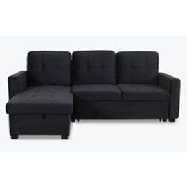 Canapé D'angle Convertible Moderne Velours Noir Delacroix