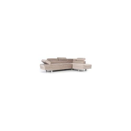Canapé d'angle avec têtières relevables Alfa Velours Taupe