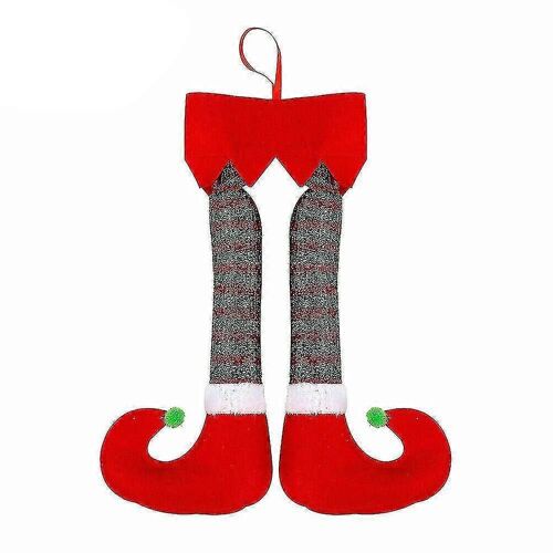 Peluche de Noël Santa Elf Legs Arbre de Noël Arbre Suspendu Ornement Décoration de Porte-Chaussures rouges