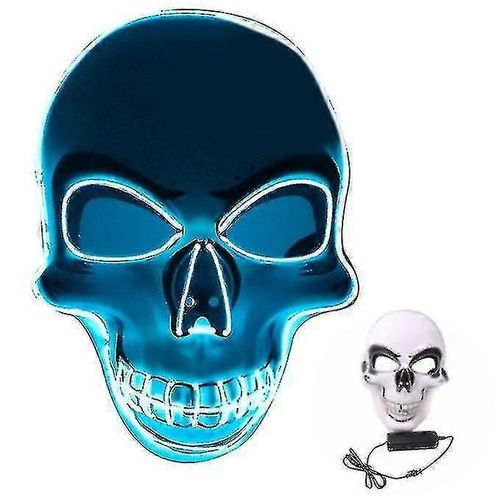 Masque Led D'halloween, Masques De Cosplay Effrayants Light Up Purge-Adulte-Bleu Clair-Unisexe