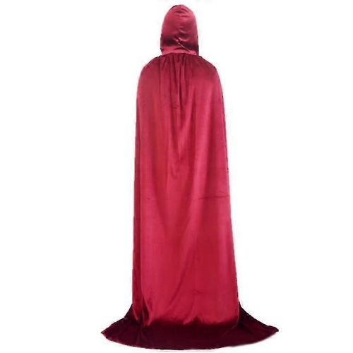 Cape À Capuche Unisexe, Longue Cape En Velours Pour Déguisement D'halloween-80 Cm - Adulte - Bordeaux - Unisexe