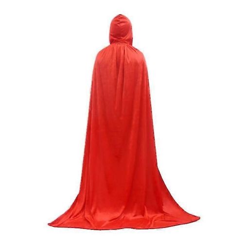 Cape À Capuche Unisexe, Longue Cape En Velours Pour Déguisement D'halloween-140 Cm Expedited-Adulte-Rouge-Unisexe