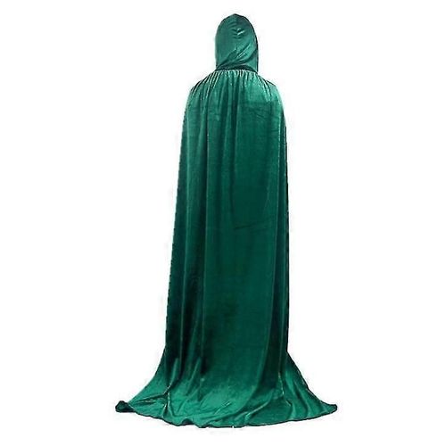 Cape À Capuche Unisexe, Longue Cape En Velours Pour Déguisement D'halloween-140 Cm - Adulte - Vert - Unisexe