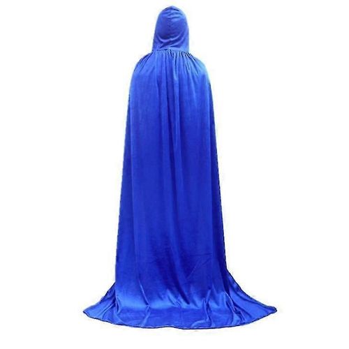 Cape À Capuche Unisexe, Longue Cape En Velours Pour Déguisement D'halloween-80 Cm-Adulte-Bleu-Unisexe