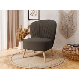 Fauteuil relax Lumora avec pieds en bois- Gris