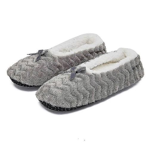 Chaussons D'intérieur Chauds En Polaire Pour Femmes, Chaussures D'hiver Douces, Confortables Et Antidérapantes En Peluche-Gris-Adulte-36-38-Femelle
