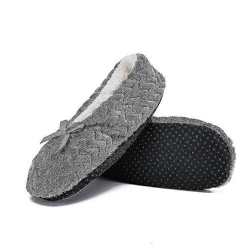 Chaussons D'intérieur Chauds En Polaire Pour Femmes, Chaussures D'hiver Douces, Confortables Et Antidérapantes En Peluche-Gris Foncé-Adulte-36-38-Femelle