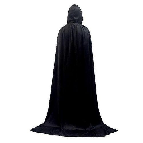 Cape À Capuche Unisexe, Longue Cape En Velours Pour Déguisement D'halloween-80 Cm Expedited-Adulte-Noir-Unisexe