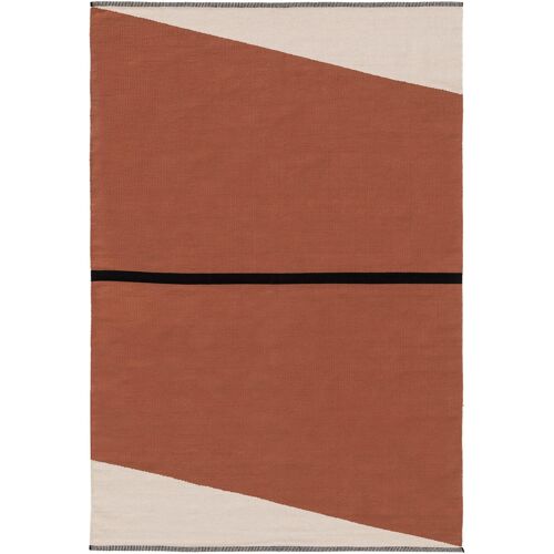 Tapis Poil Ras En Coton Lenny Terracotta 120x170 Cm - Tapis Poil Court Design Moderne Pour Salon