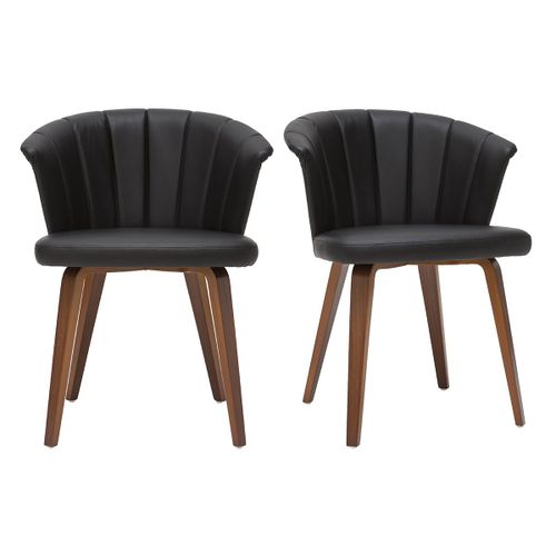 Chaises Design Noir Et Bois Foncé Noyer (Lot De 2 ) Albin