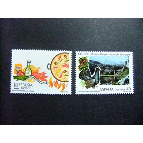 35 Espagne 1988 / Paella Valenciana Parque Covadonga / Edifil 2935 + 2937 ** Yvert 2551 / 2552 Mnh