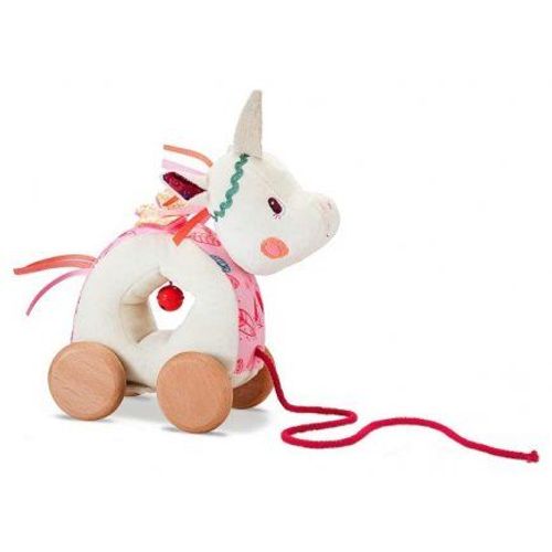 Peluche Caline Licorne A Promener - Jouet A Tirer Animal - Bois / Tissu - Bebe Fille - Premier Age