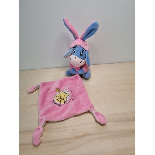 Doudou Ane Bourriquet Bleu Rose Winnie Disney
