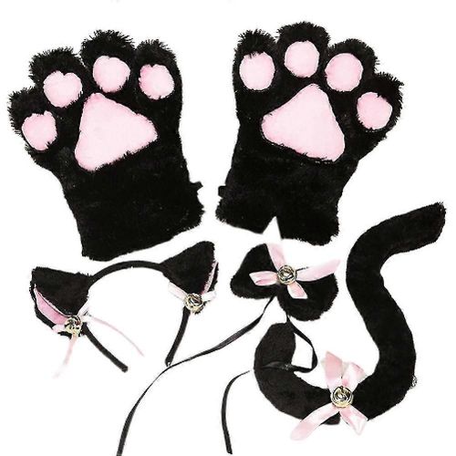 Costume De Cosplay Chat Créatif, 5 Pièces, Chaton, Queue D'oreille, Collier, Pattes, Gants, Anime Lolita Gothique, Ensemble Pour La Fête