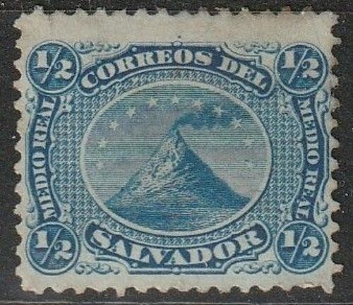 Timbre Oblitéré Ancien El Salvador 1867 N° 1 Volcan Izalco (1950 M).
