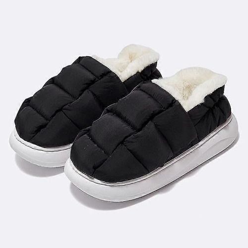 Chaussures Nouvelle Pantoufles En Peluche Pour Pain D'hiver Chaudpaisse Platesforme Pantoufles Imperméables De Maison D'extérieur Bsnoirsadultes38s39 92s94 Poucessunisexe