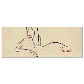 Tableau Déco Silhouette Femme Parisienne - Vintage - 80x30 cm