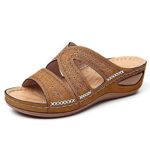Evago Femme Orthopédique Confortable Pantoufles D'été Avec Trois Conception De Soutien De La Voûte Plantaire Avec Orteils Plage Antidérapant-42-Adulte-Brun-Femelle