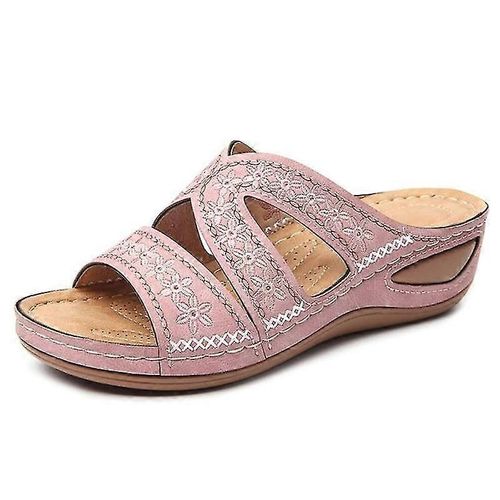 Evago Femme Orthopédique Confortable Pantoufles D'été Avec Trois Conception De Soutien De La Voûte Plantaire Avec Orteils Plage Antidérapant-42-Adulte-Rose-Femelle