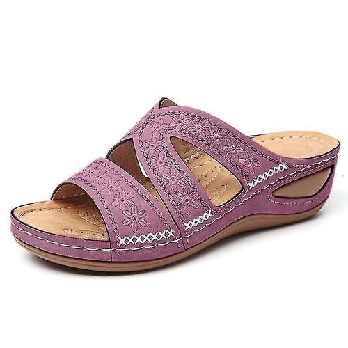 Evago Femme Orthopédique Confortable Pantoufles D'été Avec Trois Conception De Soutien De La Voûte Plantaire Avec Orteils Plage Antidérapant-42-Adulte-Violet-Femelle