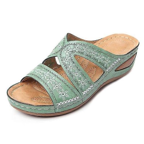 Evago Femme Orthopédique Confortable Pantoufles D'été Avec Trois Conception De Soutien De La Voûte Plantaire Avec Orteils Plage Antidérapant-41-Adulte-Vert-Femelle