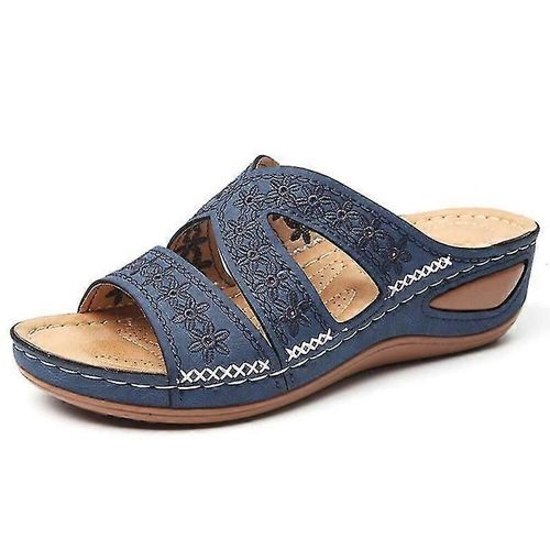 Evago Femme Orthopédique Confortable Pantoufles D'été Avec Trois Conception De Soutien De La Voûte Plantaire Avec Orteils Plage Antidérapant-35-Adulte-Bleu-Femelle
