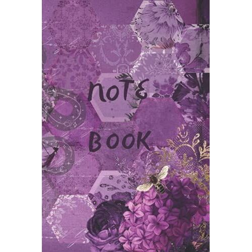 Notebook: With A Pattern Of Bees And Snake, Honeycombs And Flowers. In The Colors Of Purple And Gold. Studies, School With A Ruler.