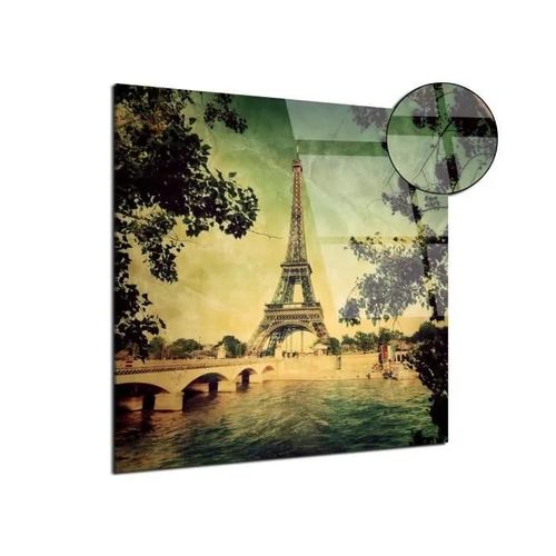 DECLINA, Tableau Plexiglas deco vintage Paris Tour Eiffel , 100x100 cm
