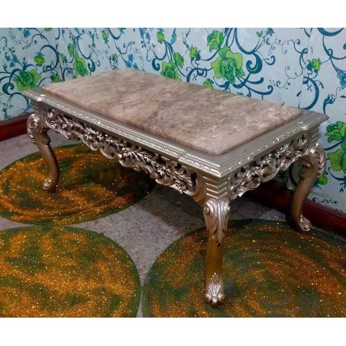 Table Base Argentée Avec Marbre