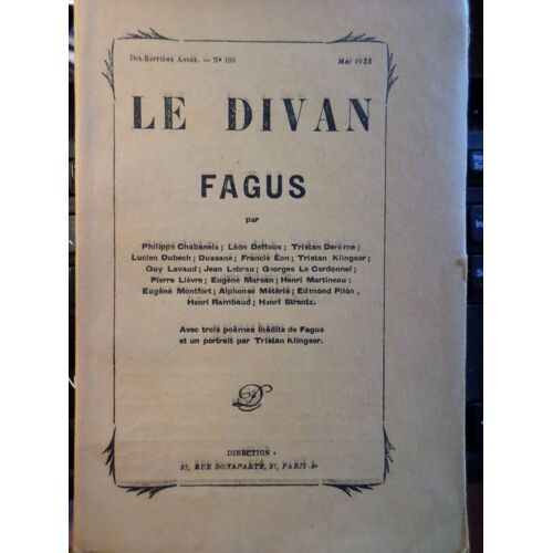 Le Divan Fagus - Avec Trois Poemes Inedits N 109 