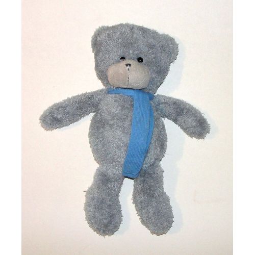 Ours Logitoys Peluche Doudou Ourson Gris Bleu 44 Cm