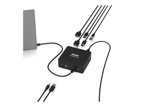 PORT connect USB-C & USB-A Dual Video Docking Station 2 X 2K - Station d'accueil - USB-C / USB 3.0 - 2 x HDMI - 1GbE - 100 Watt