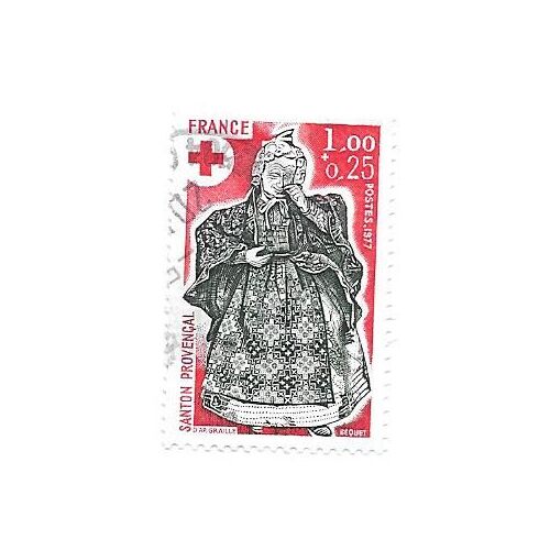 Timbre Oblitéré De 1977,N°1960.Santon De Provence Au Profit De La Croix-Rouge.
