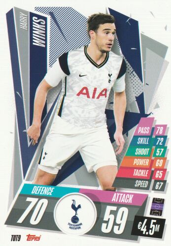 Tot 9 - Carte Foot Topps - Match Attax - Uefa Champions League 2020 / 2021 - Harry Winks - Tottenham Hotspur