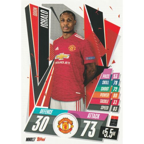 Mnu 17 - Carte Foot Topps - Match Attax - Uefa Champions League 2020 / 2021 - Odion Ighalo - Manchester United