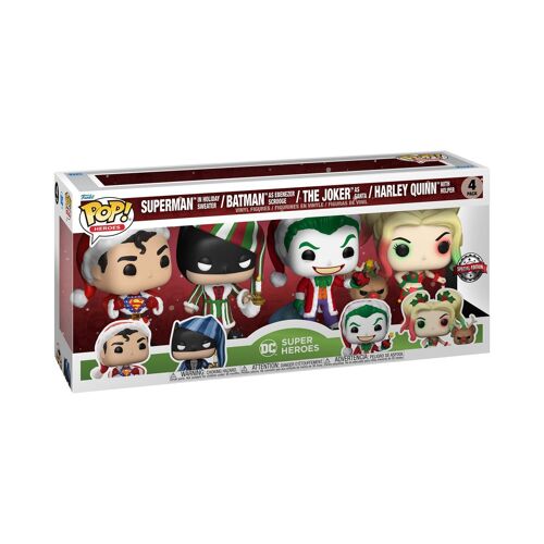 Figurine Pack 4 Figurines Pop Dc Heros Noël Funko