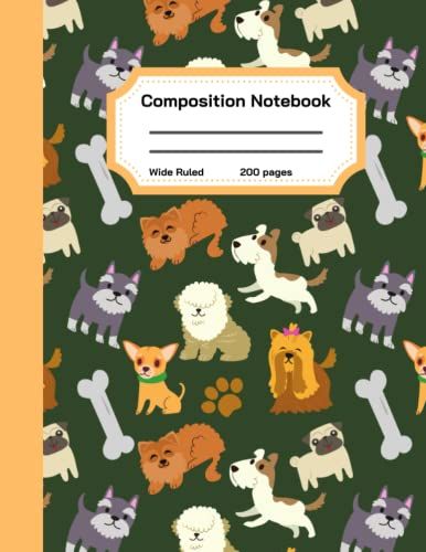 Puppy Dog Composition Notebook: College Ruled Composition Notebook, 8.5"X11", 200 Lined Ruled Pages, Blank Lined Journal, Wide Ruled Paper, Cute Puppy Dogs Design