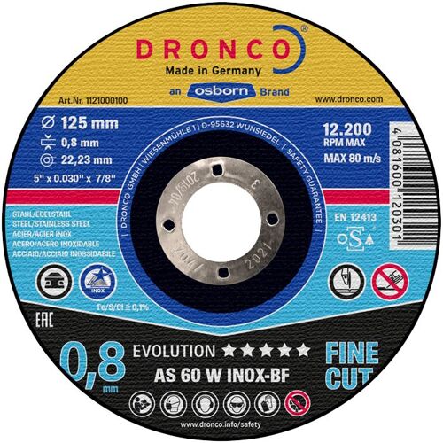 Disque à tronçonner inox AS 60 W 0,8mm - DRONCO - 1121000