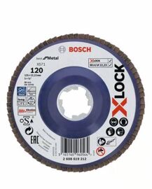 Disque à lamelles pour métal 125 mm à moyeu plat - grain 120 - X-lock BOSCH