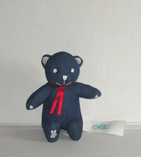 Ours Assis En Jeans Bleu Obaibi Play Doudou  Okaidi 18cm