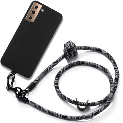 Coque Cordon Pour Samsung Galaxy S21+ / S21 Plus Silicone Noir Antichoc Avec Cordon Robuste Gris - E.F.Connection