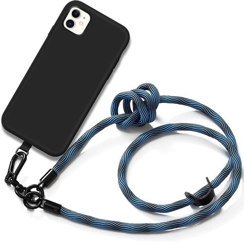Coque Cordon Pour Iphone 11 Silicone Noir Antichoc Avec Cordon Démontable Bleu - E.F.Connection