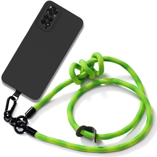 Coque Cordon Pour Xiaomi Redmi Note 11/11s Silicone Noir Antichoc Avec Cordon Robuste Vert - E.F.Connection