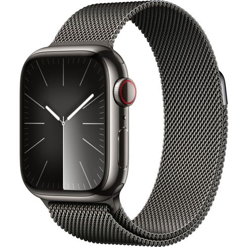 Apple Watch Series 9 GPS + Cellular - Boîtier Acier Inoxydable 41 mm Graphite - Bracelet Milanais