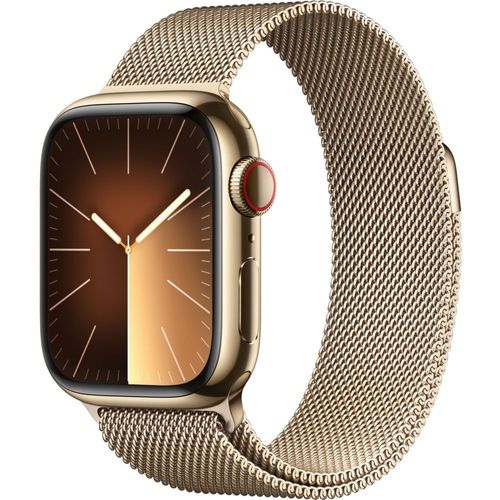 Apple Watch Series 9 GPS + Cellular - Boîtier Acier Inoxydable 41 mm Or - Bracelet Milanais