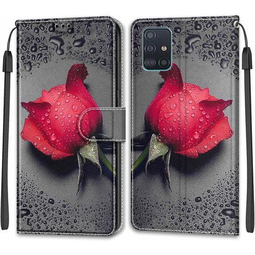 Coque Pour Samsung Galaxy A51 4g, Etui Samsung A51 4g, Housse De Galaxy A51 4g En Cuir Pu, Etui Housse En Cuir De Protection Avec [Magnetique] Flip Portefeuille Antichoc Case(Rose 1)